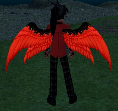 Equipped Red Flowerless Wings viewed from the back