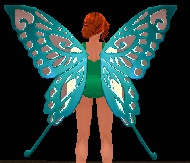 Equipped Turquoise Butterfly Wings viewed from the back
