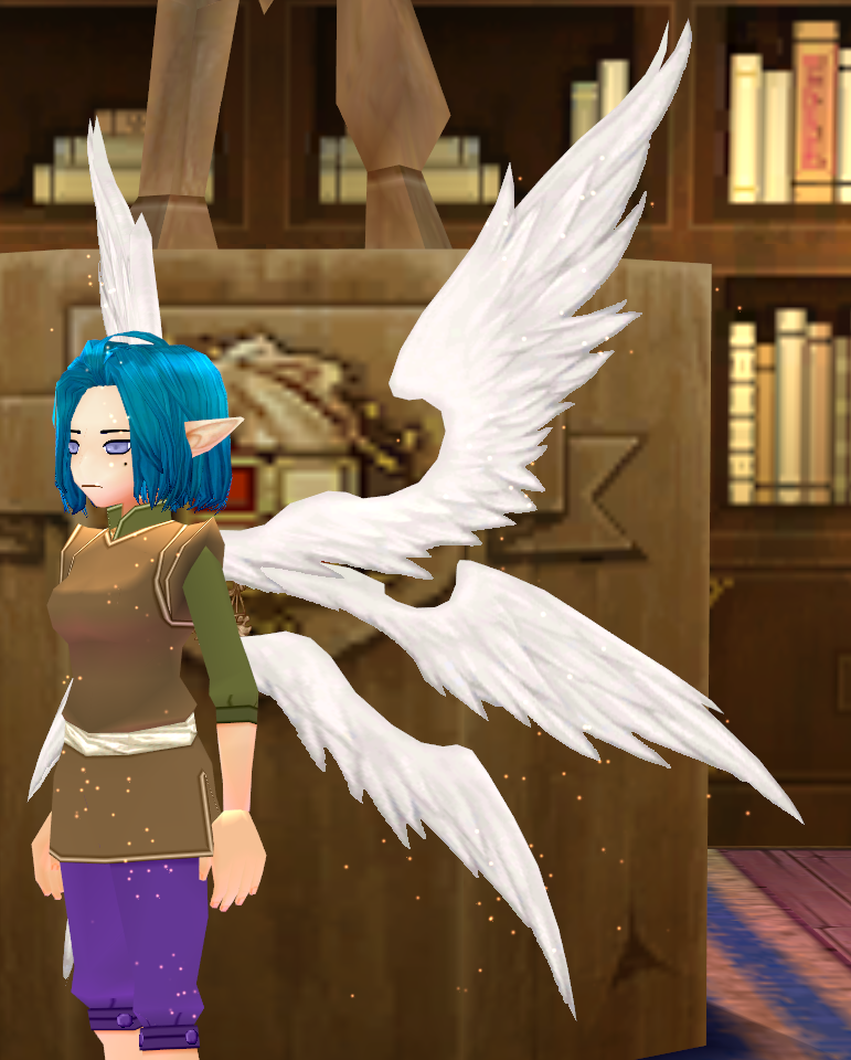 Equipped Free Erinn Merchants' Guild Wings viewed from an angle