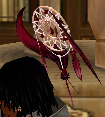 Equipped Abyssal Crow Feather Halo viewed from an angle