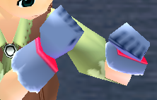 Equipped Cores' Healer Gloves viewed from an angle