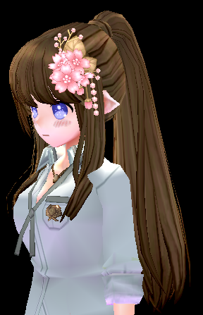 Equipped Cherry Blossom Long Ponytail Wig viewed from an angle