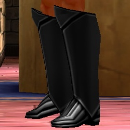 Equipped Giant Spika Silver Plate Boots (Black) viewed from the side