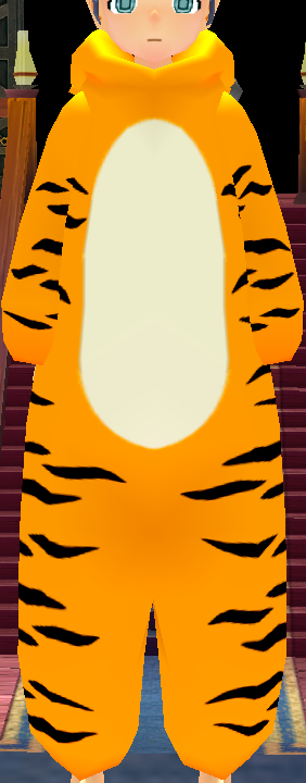 Equipped Tiger Robe viewed from the front with the hood down