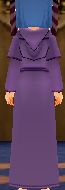 Equipped Female Slender Robe viewed from the back with the hood down