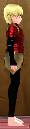 Equipped Male Dustin Silver Knight Armor (Gold and Red) viewed from the side