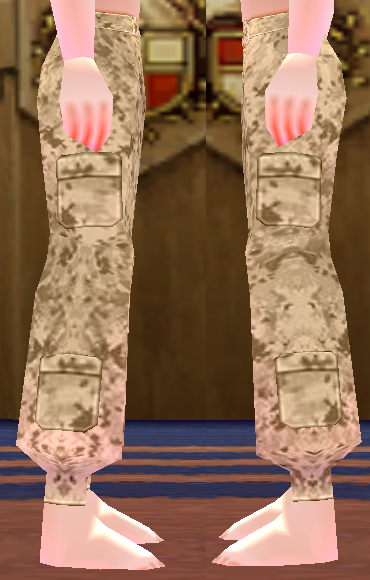 Equipped Desert Soldier Camo Pants (M) viewed from the side