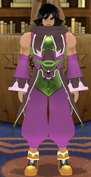 Equipped GiantMale Gamyu Wizard Robe Set viewed from the front with the hood down