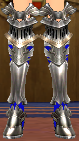 Equipped Avelin's Greaves (Dyed) viewed from the front