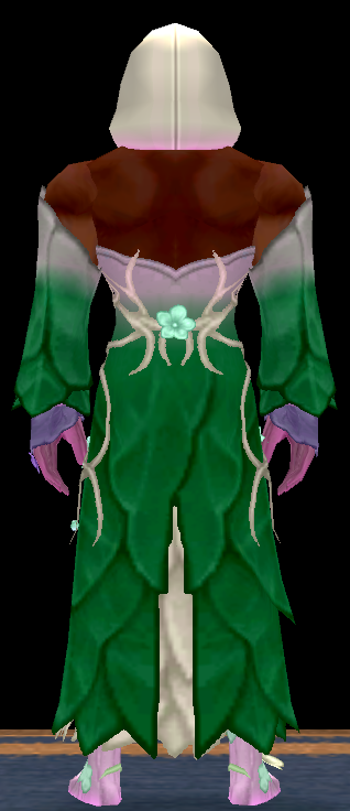 Equipped GiantMale Robe of Nature's Beauty (Dyed) viewed from the back with the hood up