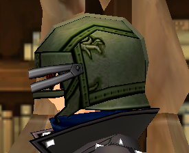 Equipped Tara Infantry Helmet (Giant F) viewed from the side with the visor down