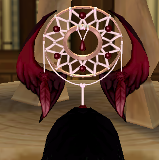 Equipped Abyssal Crow Feather Halo viewed from the front