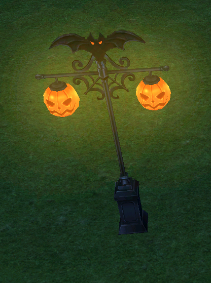 How Homestead Pumpkin Lamppost appears at night