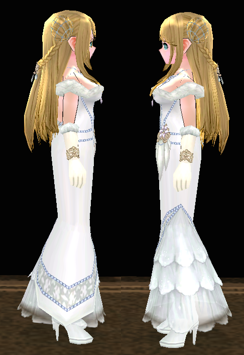 Equipped Female Winter Royal Set viewed from the side