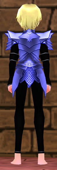 Equipped Male Dustin Silver Knight Armor (Blue) viewed from the back