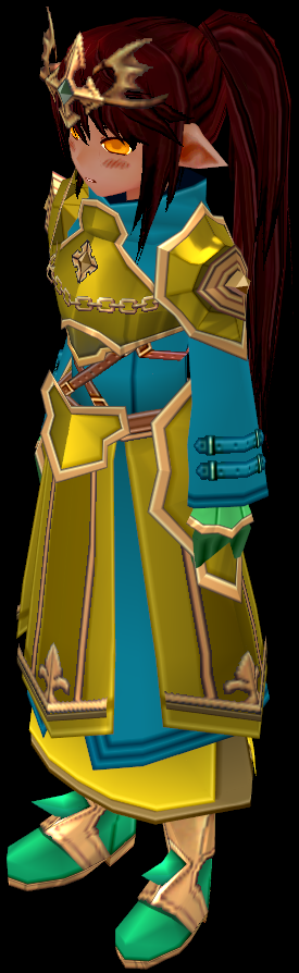 Equipped Male Bhafel Slayer Set viewed from an angle