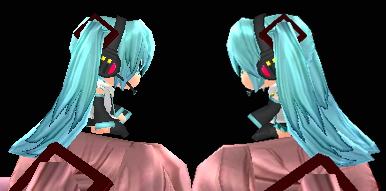 Equipped Teeny Hatsune Miku viewed from the side