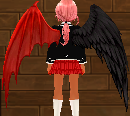 Equipped Red Daemon Wings viewed from the back