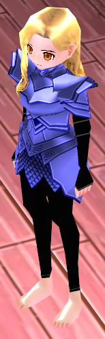 Equipped Female Dustin Silver Knight Armor (Blue) viewed from an angle