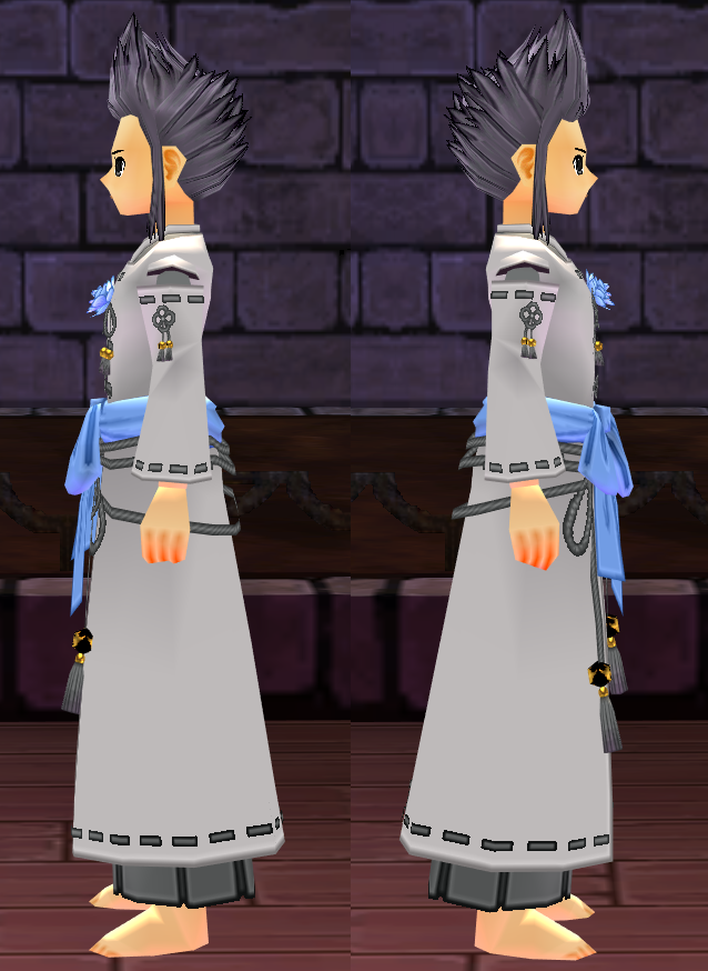 Equipped Wind Shaman Outfit (M) viewed from the side