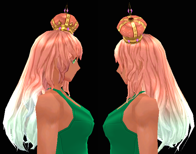 Equipped Cosmic Princess Wig and Crown (F) (Dyed) viewed from the side