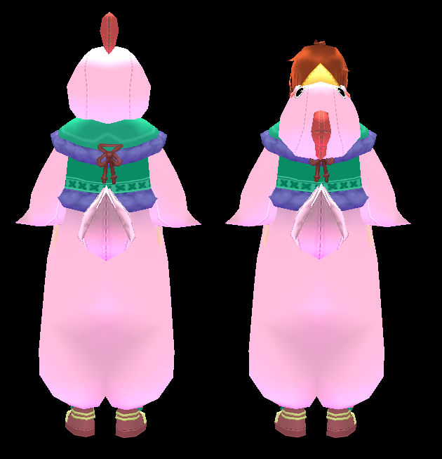 Equipped Cuddly Chicken Set viewed from the back