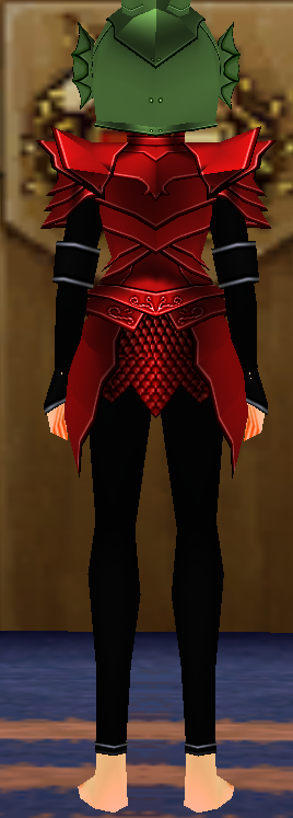 Equipped Female Dustin Silver Knight Armor (Red) viewed from the back