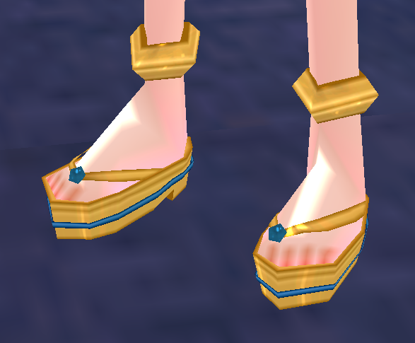 Equipped Desert Guardian and Warrior Sandals (F) viewed from an angle