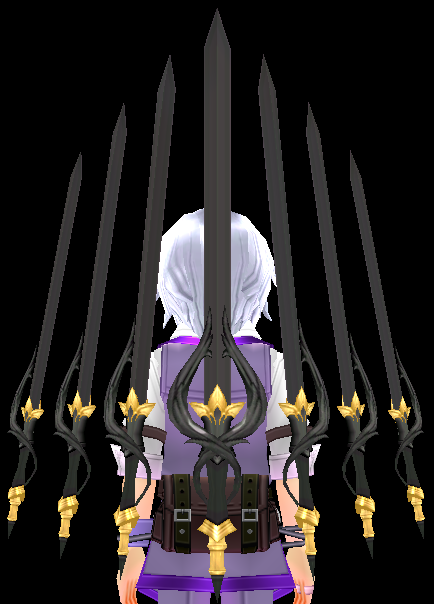 Equipped Dark Saint Guardian's Sword Wings (Enchantable) viewed from the back