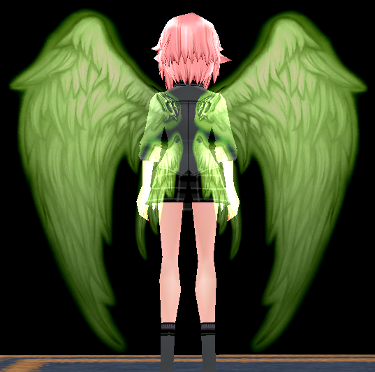 Equipped Emerald Flame Wings viewed from the back