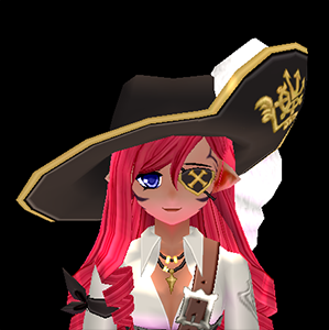 Equipped Dashing Pirate Hat and Eye Patch (F) viewed from the front