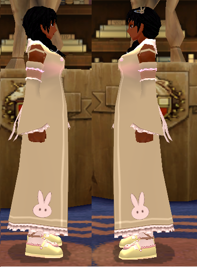 Equipped Giant Bunny Ribbon Suit Set viewed from the side