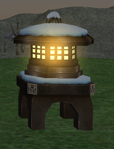 How Homestead Hot Spring Stone Lantern appears at night