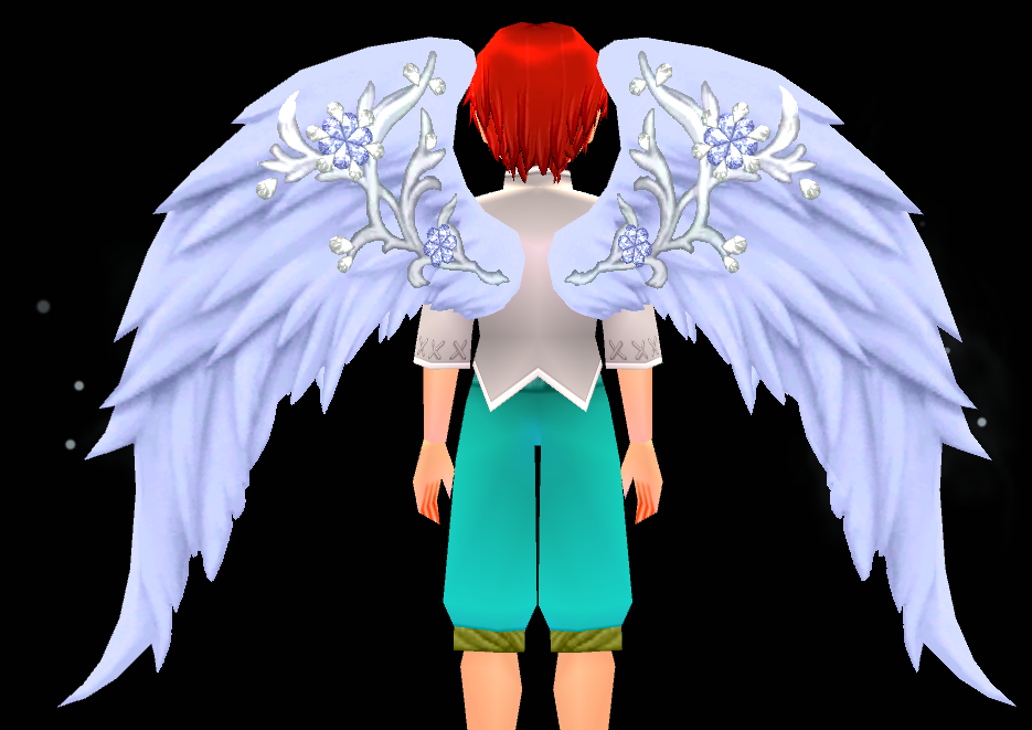 Equipped Icy Frostblossom Wanderer Wings viewed from the back
