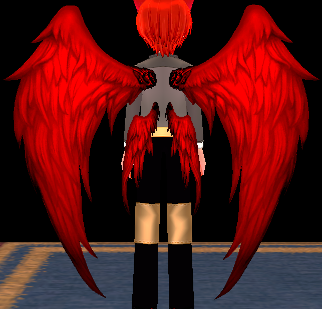 Equipped Crimson Flame Wings viewed from the back