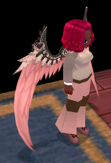 Equipped Pink Aeronaut Angel Wings viewed from an angle