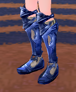 Equipped Altam's Greaves (Dyed) viewed from an angle
