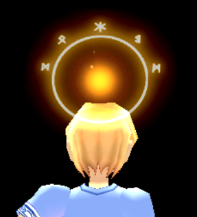 Equipped Gold Celestial Daydream Rune Halo viewed from the back