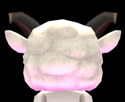 Equipped Haughty Sheep Mask viewed from the back