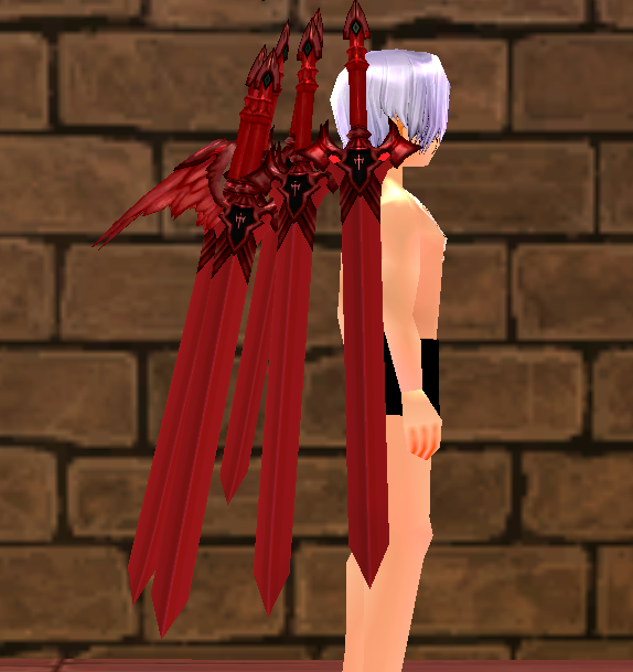 Equipped Bloody Saint Guardian's Spread Sword Wings (Enchantable) viewed from the side
