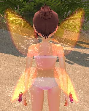 Equipped Golden Sprite Wings viewed from the back