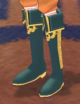 Equipped Justice Suit Boots viewed from an angle