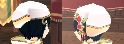Equipped Ruby Adorned Alchemist Beret (M) viewed from the side