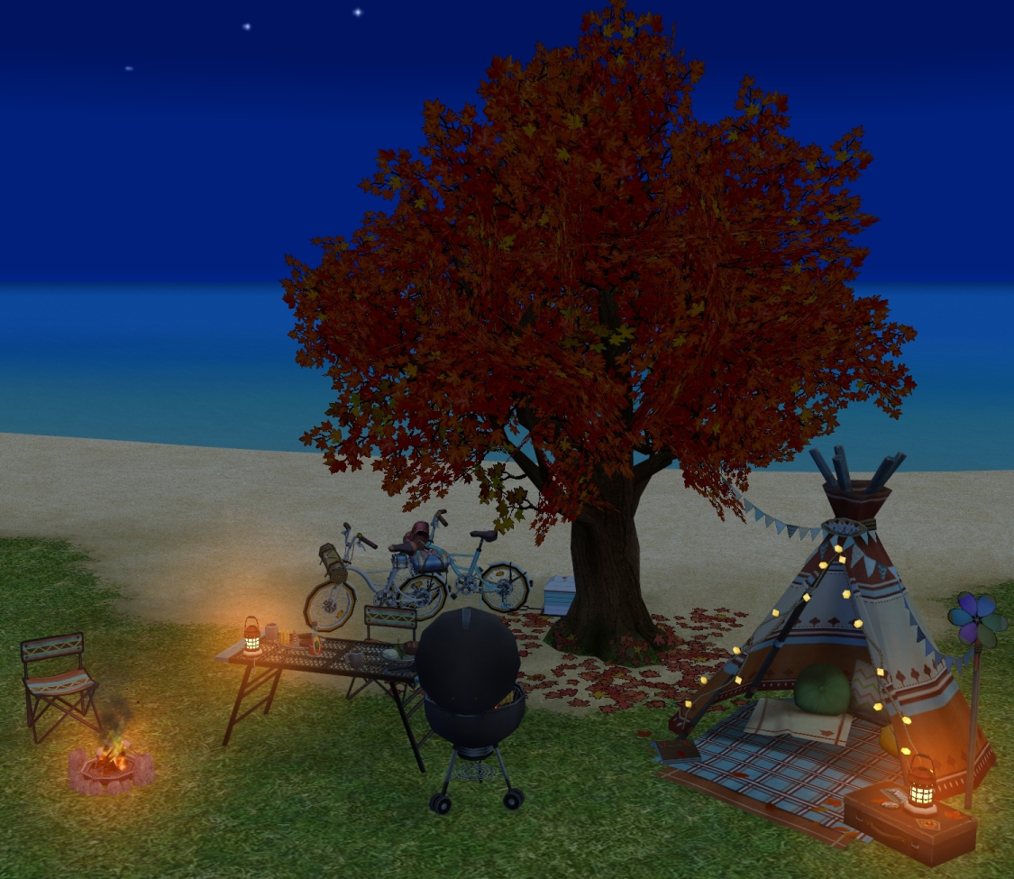 How Homestead Camping Barbecue Party Set appears at night