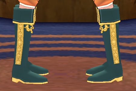 Equipped Justice Suit Boots viewed from the side