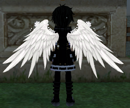 Equipped White Celtic Wings viewed from the back