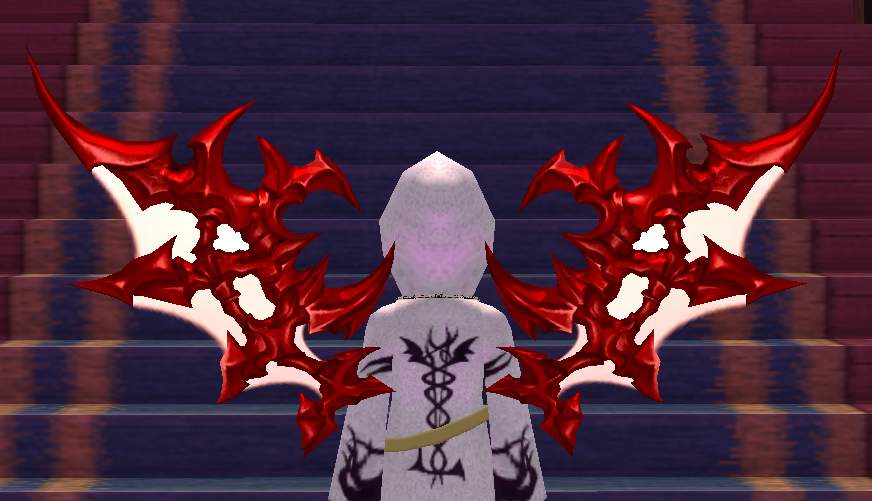 Equipped Bloody Abyss Dragon Webbed Wings viewed from the back