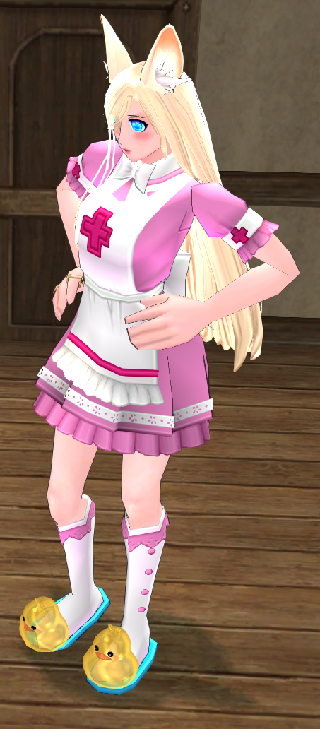 Equipped Giant Mini Nurse Outfit viewed from an angle