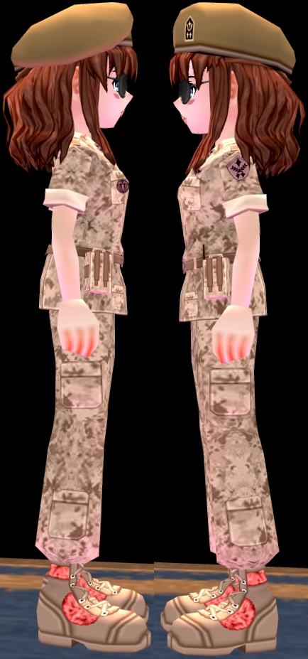 Equipped Female Desert Soldier Set viewed from the side