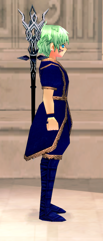 Equipped Advancement Outfit (Magic) viewed from the side